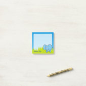 Blauwe Cartoon Post-it® Notes (Op bureau)