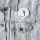 Blauwe cartoon ronde button 5,7 cm (In situ)
