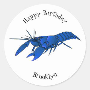 Blauwe cartoon ronde sticker