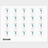 Blauwe cartoon ronde sticker (Vel)