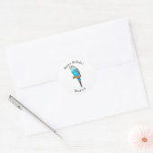 Blauwe cartoon ronde sticker (Envelop)