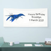 Blauwe cartoon spandoek (Beurs)