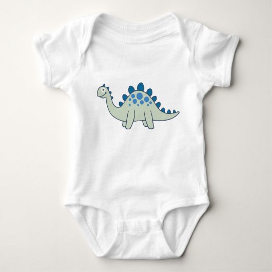 Blauwe Cartoon Stegosaurus Dinosaur One-Piece Romper (Voorkant)
