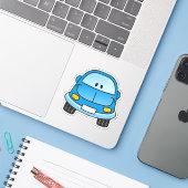 Blauwe Cartoon Sticker (Laptop met iPhone)