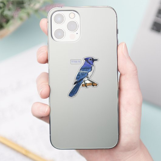Blauwe cartoon sticker (Telefoon)
