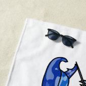 Blauwe cartoon strandlaken (In situ)