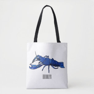 Blauwe cartoon tote bag