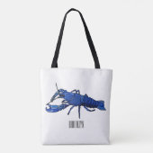 Blauwe cartoon tote bag (Achterkant)