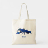 Blauwe cartoon tote bag (Achterkant)