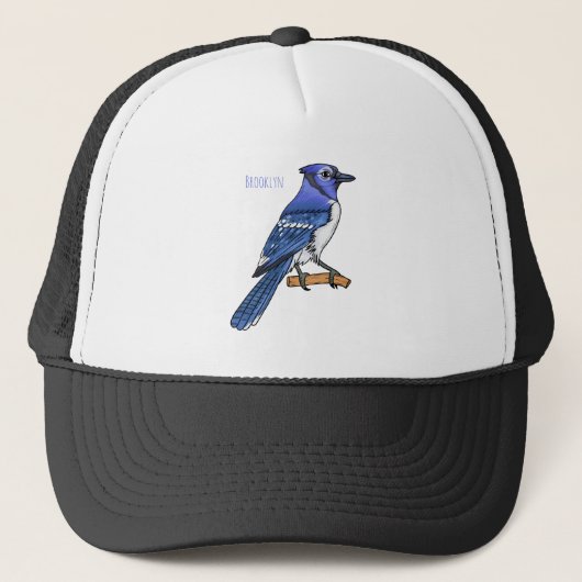 Blauwe cartoon trucker pet (Voorkant)