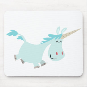 Blauwe Cartoon Unicorn mousepad Muismat