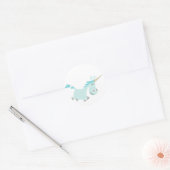 Blauwe Cartoon Unicorn sticker (Envelop)