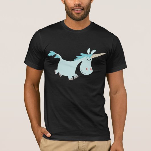 Blauwe Cartoon Unicorn T-shirt (Voorkant)