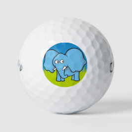 Blauwe cartoon van olifanten golfballen