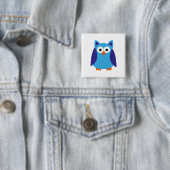 Blauwe cartoon vierkante button 5,1 cm (In situ)