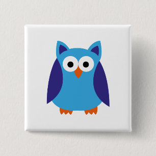 Blauwe cartoon vierkante button 5,1 cm