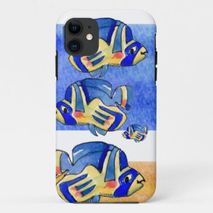 Blauwe Cartoon vlindervis Case-Mate iPhone Case
