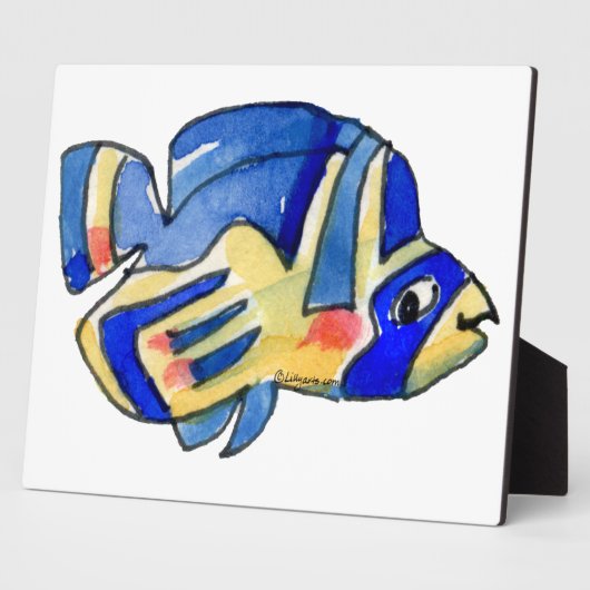 Blauwe Cartoon vlindervis Fotoplaat (Zijkant)
