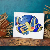 Blauwe Cartoon vlindervis Fotoplaat (Zijkant)