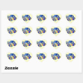 Blauwe Cartoon vlindervis Hart Sticker (Vel)