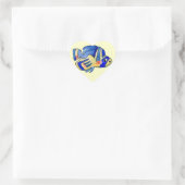 Blauwe Cartoon vlindervis Hart Sticker (Tas)