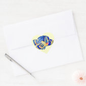 Blauwe Cartoon vlindervis Hart Sticker (Envelop)