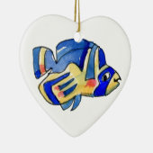 Blauwe Cartoon vlindervis Keramisch Ornament (Rechts)