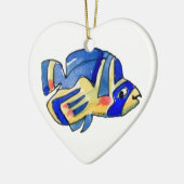 Blauwe Cartoon vlindervis Keramisch Ornament (Links)