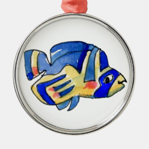 Blauwe Cartoon vlindervis Metalen Ornament