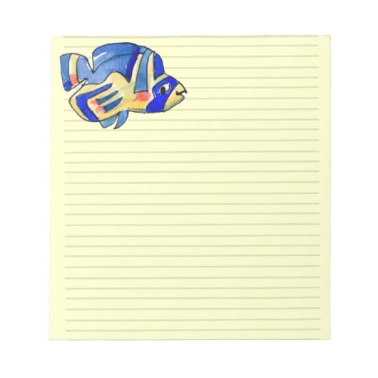 Blauwe Cartoon vlindervis Notitieblok (Voorkant)