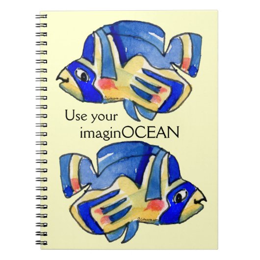 Blauwe Cartoon vlindervis Notitieboek (Voorkant)