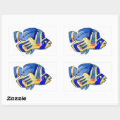 Blauwe Cartoon vlindervis Rechthoekige Sticker (Vel)