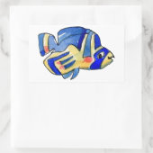 Blauwe Cartoon vlindervis Rechthoekige Sticker (Tas)
