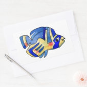 Blauwe Cartoon vlindervis Rechthoekige Sticker (Envelop)