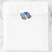 Blauwe Cartoon vlindervis Vierkante Sticker (Tas)