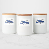 Blauwe cartoon voedselcontainer etiket (Flessen)