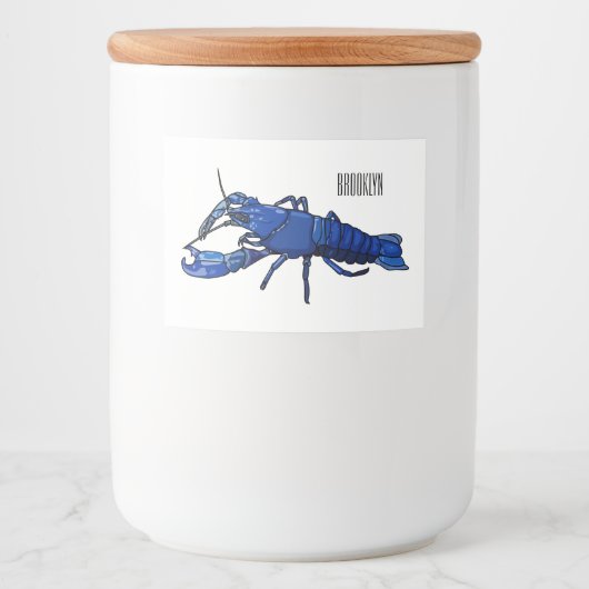 Blauwe cartoon voedselcontainer etiket (Voorkant)