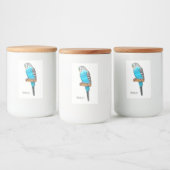 Blauwe cartoon voedselcontainer etiket (Flessen)