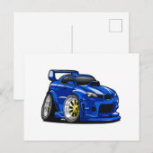 Blauwe cartoon voor de snelheid van de spierwagen  briefkaart (Voorkant / Achterkant)