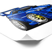 Blauwe cartoon voor de snelheid van de spierwagen  foto afdruk (Hoek)