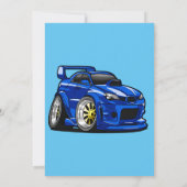 Blauwe cartoon voor de snelheid van de spierwagen  kaart (Achterkant)