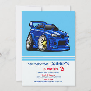 Blauwe cartoon voor de snelheid van de spierwagen  kaart