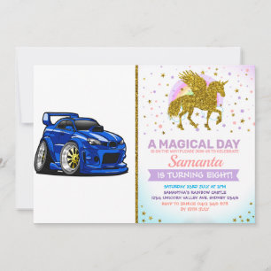 Blauwe cartoon voor de snelheid van de spierwagen  kaart