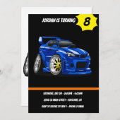 Blauwe cartoon voor de snelheid van de spierwagen  kaart (Voorkant / Achterkant)