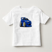 Blauwe cartoon voor de snelheid van de spierwagen  kinder shirts (Voorkant)