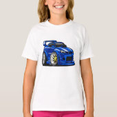 Blauwe cartoon voor de snelheid van de spierwagen  t-shirt (Voorkant)