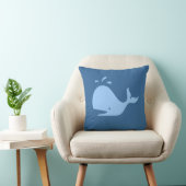 Blauwe CARTOON walvis op medium blauw kussen (Stoel)