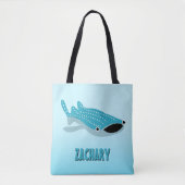Blauwe Cartoon walvishaai op maat Tote Bag (Voorkant)