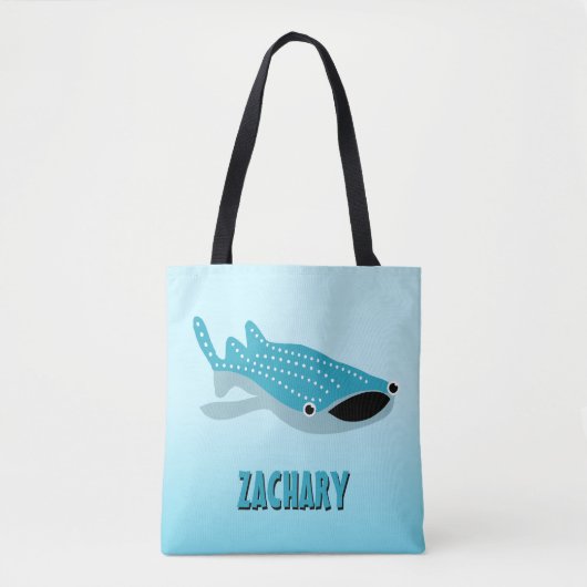 Blauwe Cartoon walvishaai op maat Tote Bag (Voorkant)