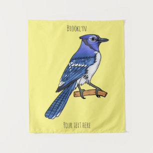 Blauwe cartoon wandkleed